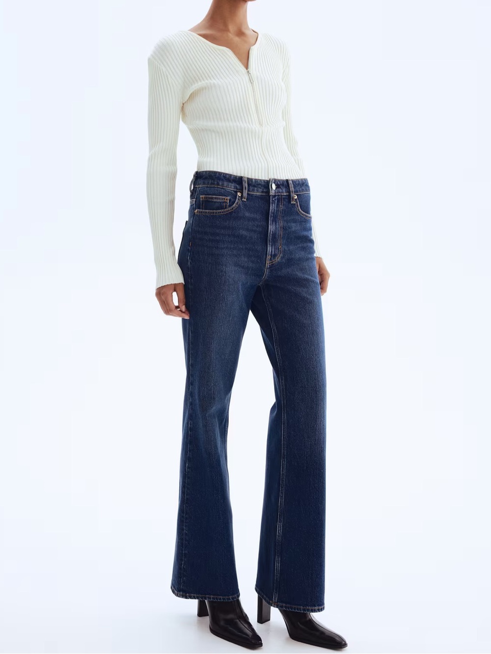 H&M BOOTCUT HIGH JEANS dark denim size 10 EUC